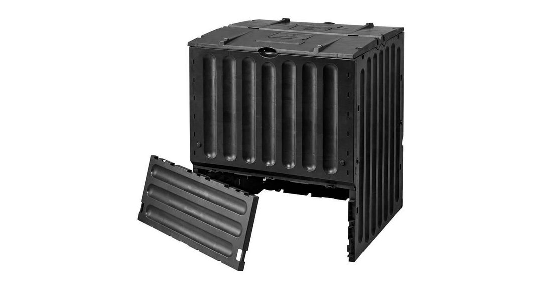Eco King Komposter 600L schwarz Entnahme offen