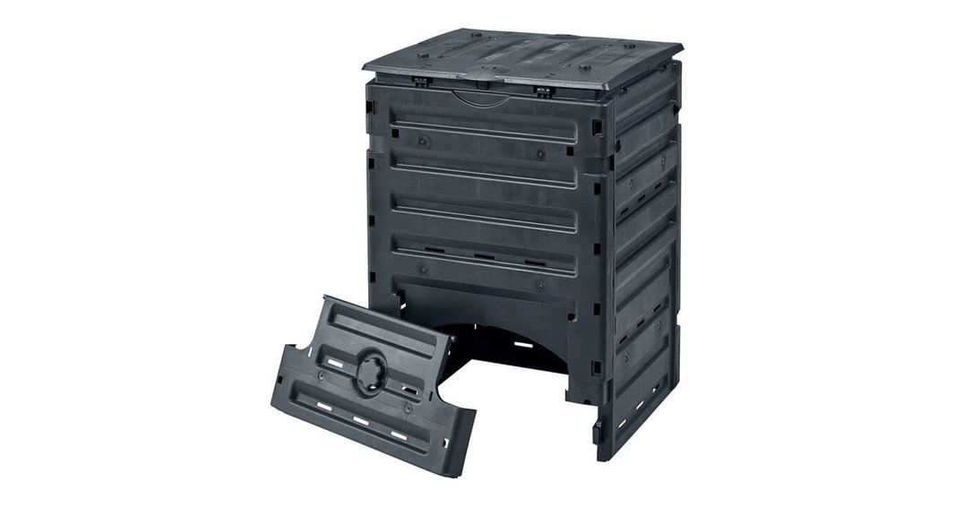 Eco Master Komposter 300L schwarz Klappe offen