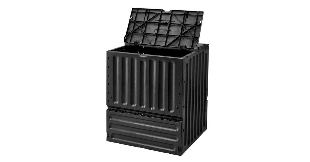 Eco King Komposter 600L schwarz Deckel offen