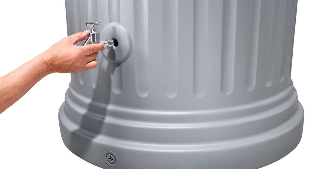 Saeulentank Wandtank 1000L steingrau Auslaufhahn