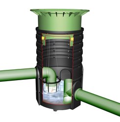 Sedimentation filter shaft, suitable for pedestrian loading